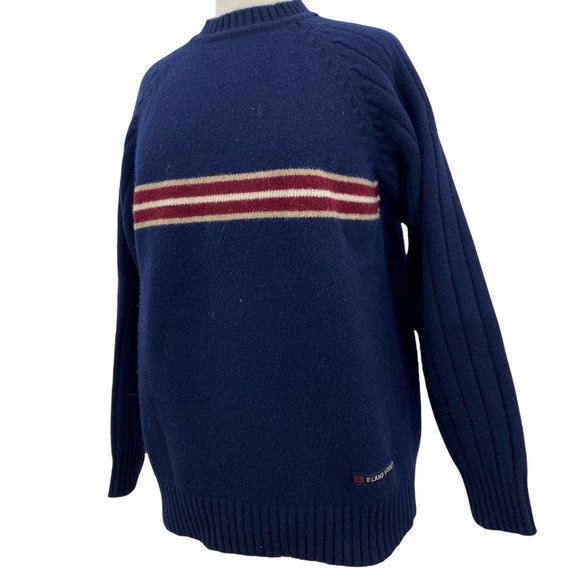 Vintage Eland Navy Blue Wool Sweater Varsity Cable Knit Wool blend Size XL 90's - Picture 3 of 6
